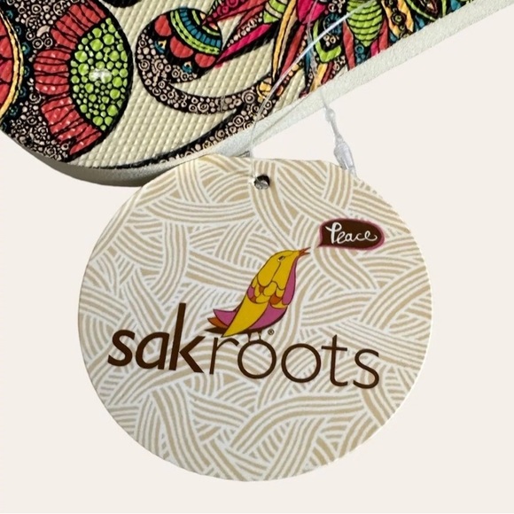 SAKROOTS NATURAL SPIRIT FLORAL PRINT THONG SANDALS NWT - Picture 7 of 9